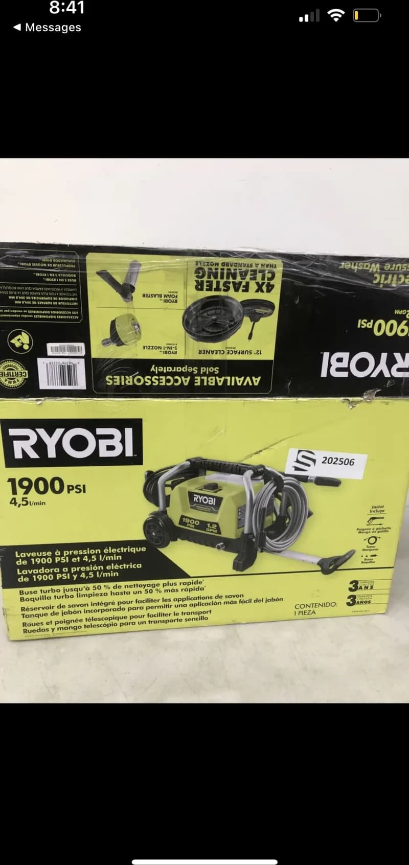 Ryobi 1900 psi Electric Pressure washer — photo 3 of 3