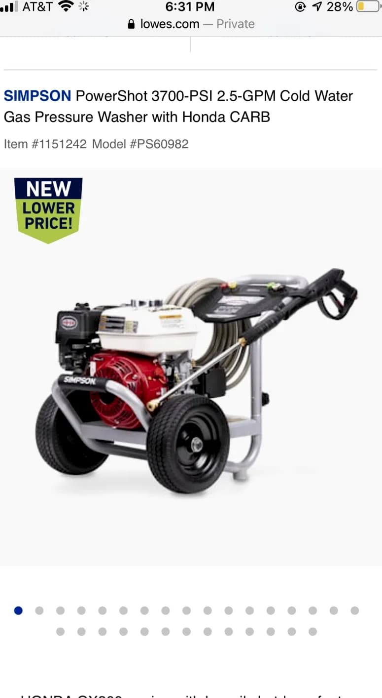 Simpson 3700 pressure washer — photo 3 of 3