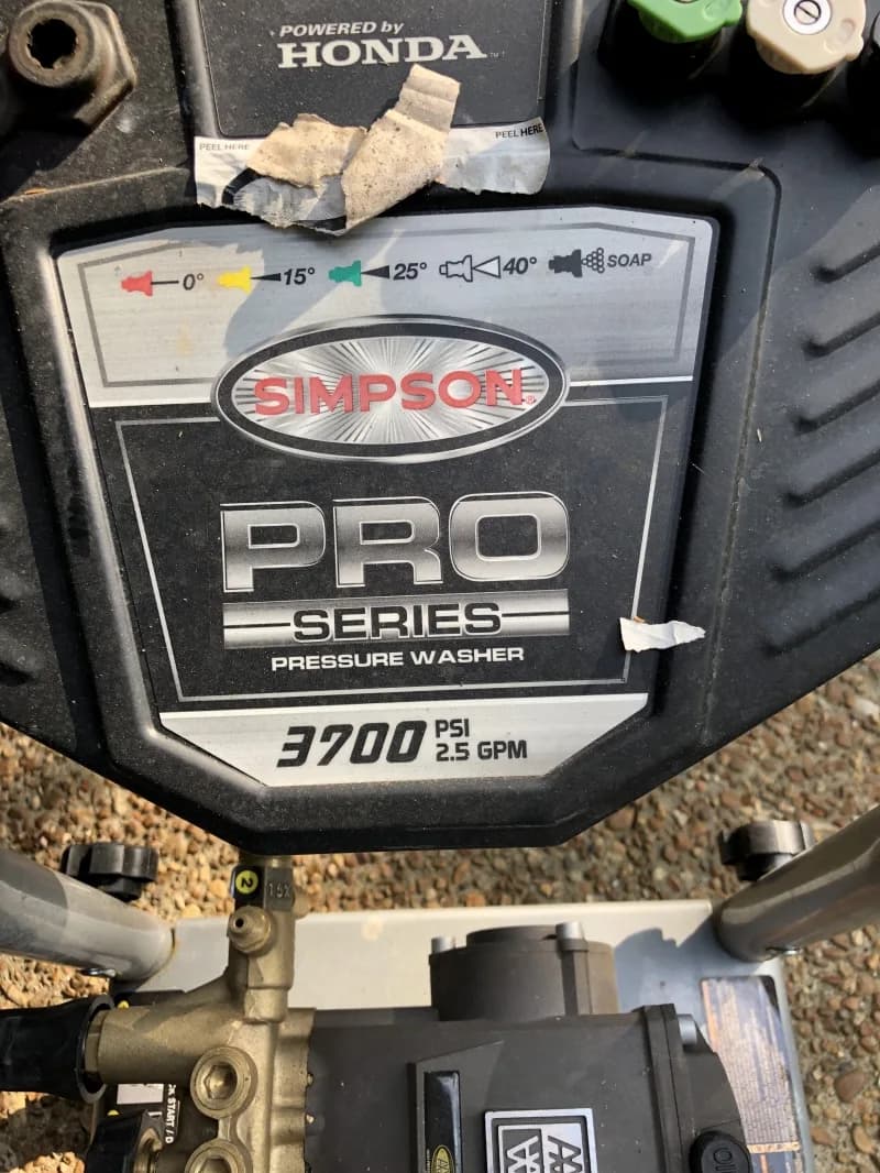 Simpson 3700 pressure washer