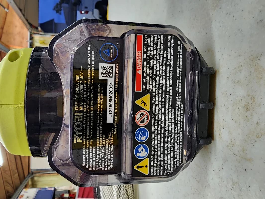 Ryobi 18v Pressure Washer — photo 2 of 3