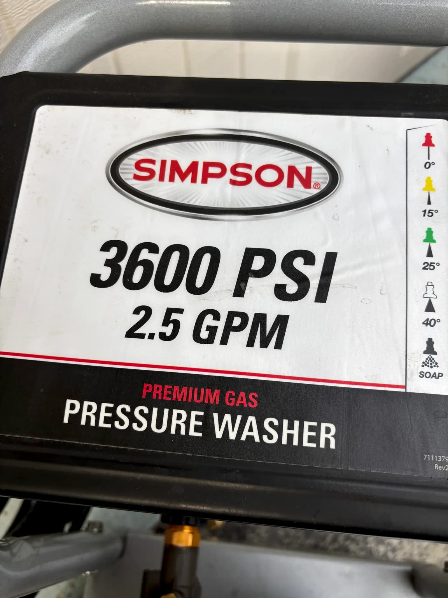 Simpson 3600 PSI Pressure Washer — photo 5 of 5