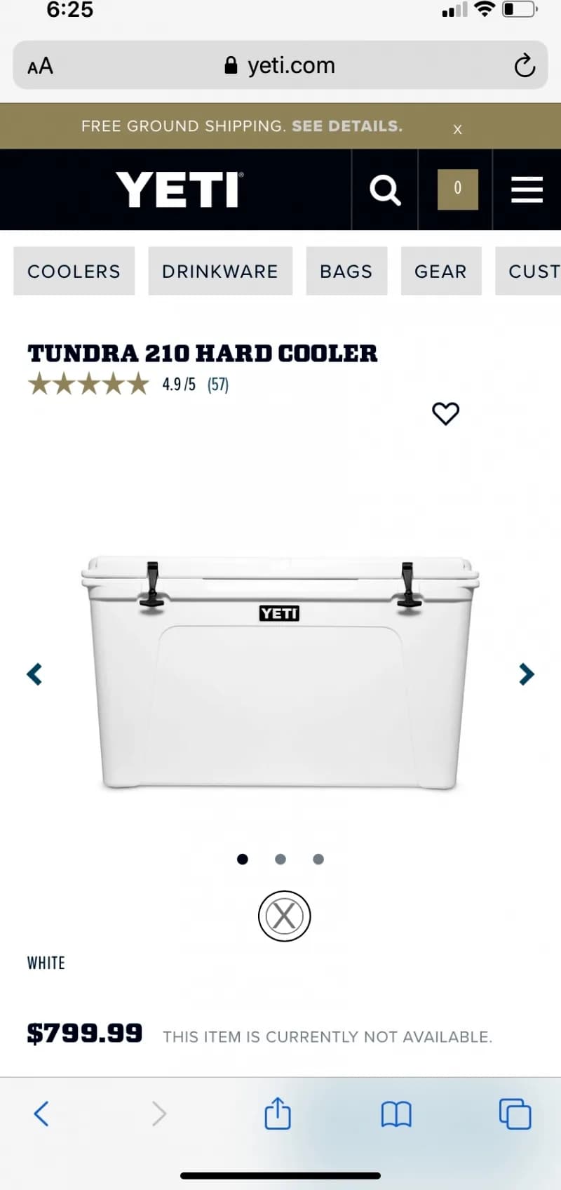 Yeti 210 cooler
