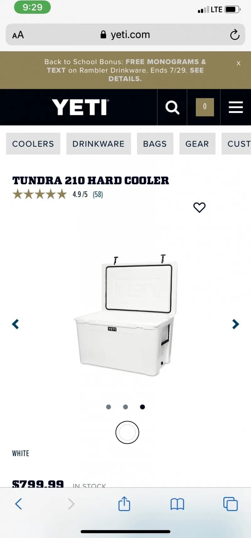 Yeti 210 cooler — photo 2 of 3