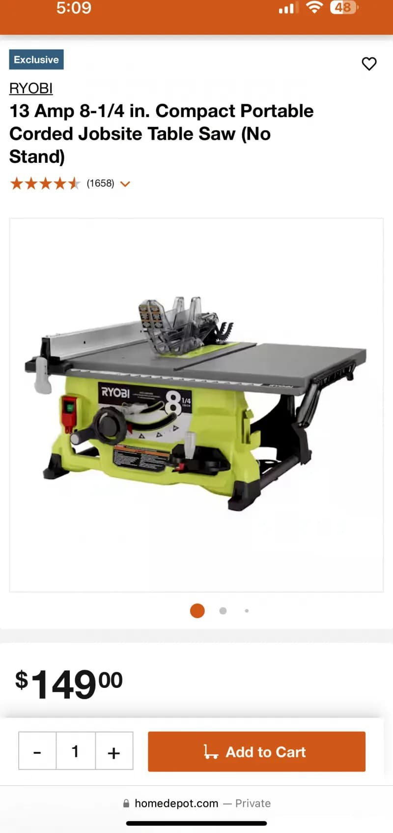 RYOBI 13 Amp 8-1/4 in. Compact Portable Corded Jobsite Table